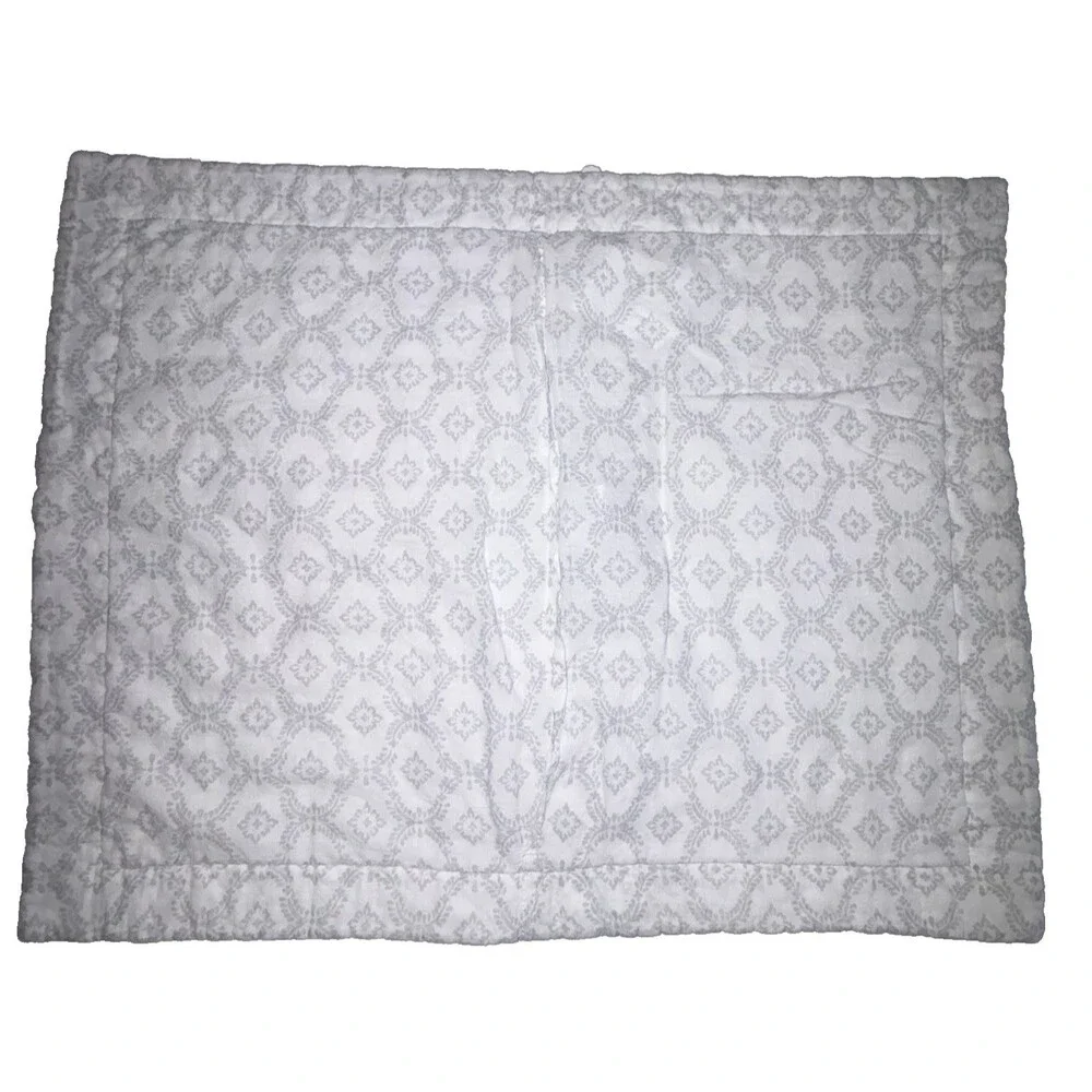 Laura Ashley Standard Gray Floral Pillow Sham Quilted Cotton Envelope Back Close